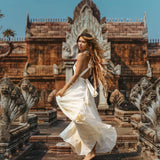 Off-White Bohemian Adjustable Dress, Evening Open Back Belly Dress - AYA Sacred Wear 