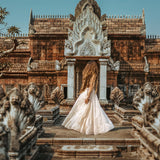 Off-White Bohemian Adjustable Dress, Evening Open Back Belly Dress - AYA Sacred Wear 