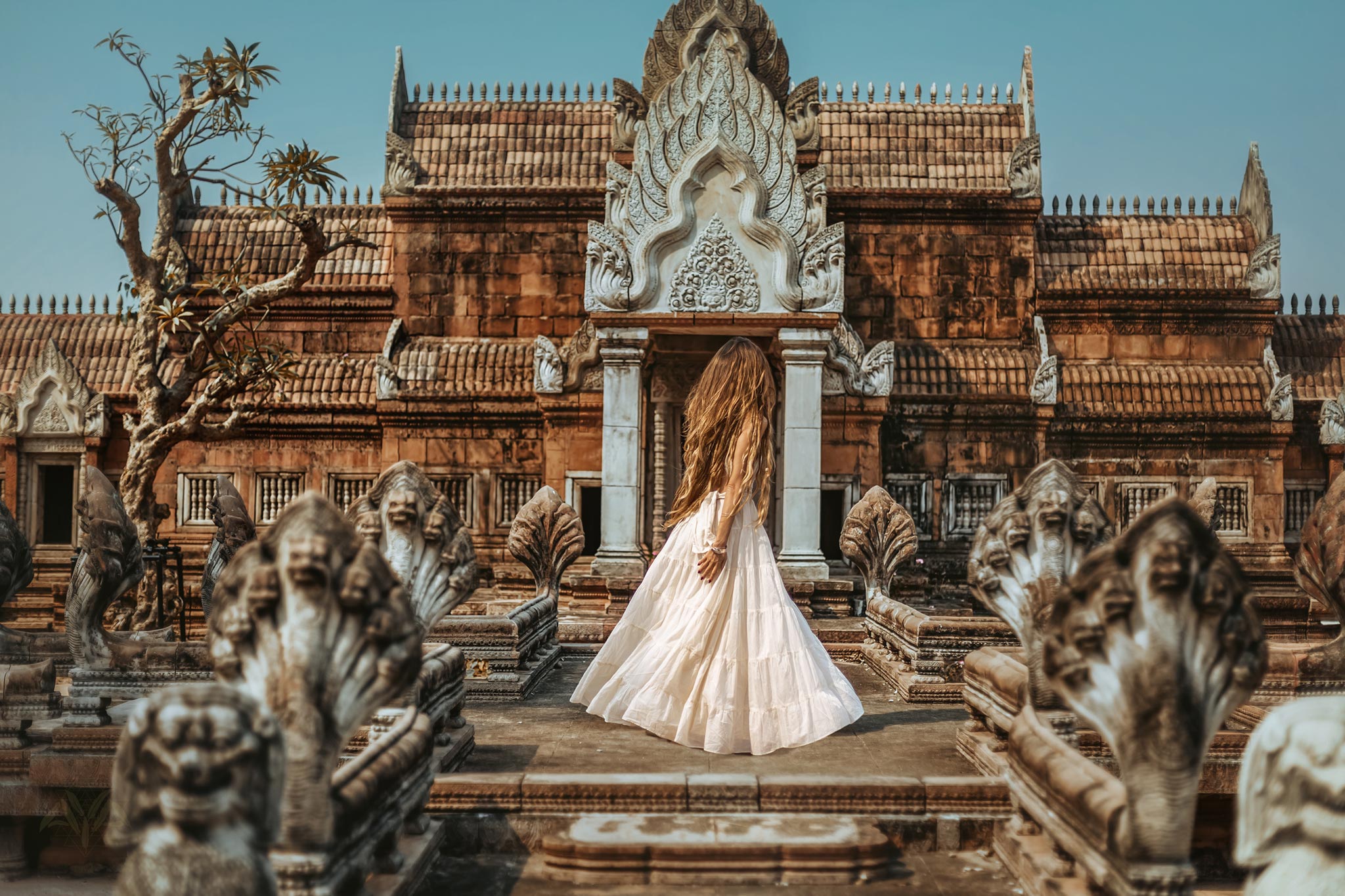 Off-White Bohemian Adjustable Dress, Evening Open Back Belly Dress - AYA Sacred Wear 