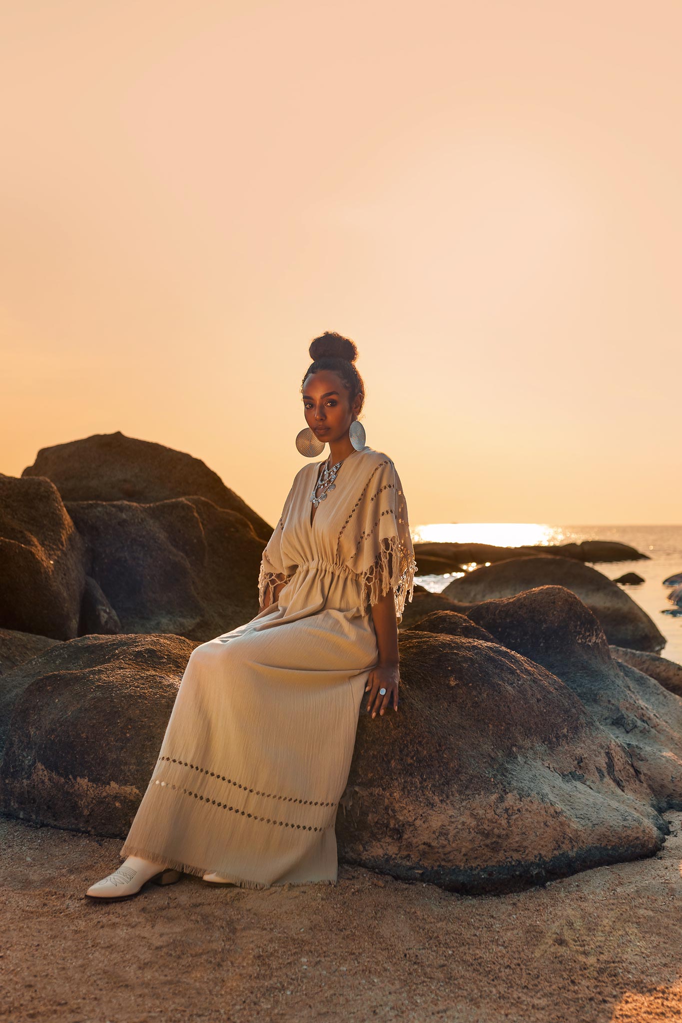 Creamy Sage Boho Dress Plus Size Dress for Women Kaftan Maxi Dress by AYA Sacred Wear