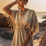 Creamy Sage Boho Dress Plus Size Dress for Women Kaftan Maxi Dress by AYA Sacred Wear