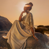 Creamy Sage Boho Dress Plus Size Dress for Women Kaftan Maxi Dress by AYA Sacred Wear