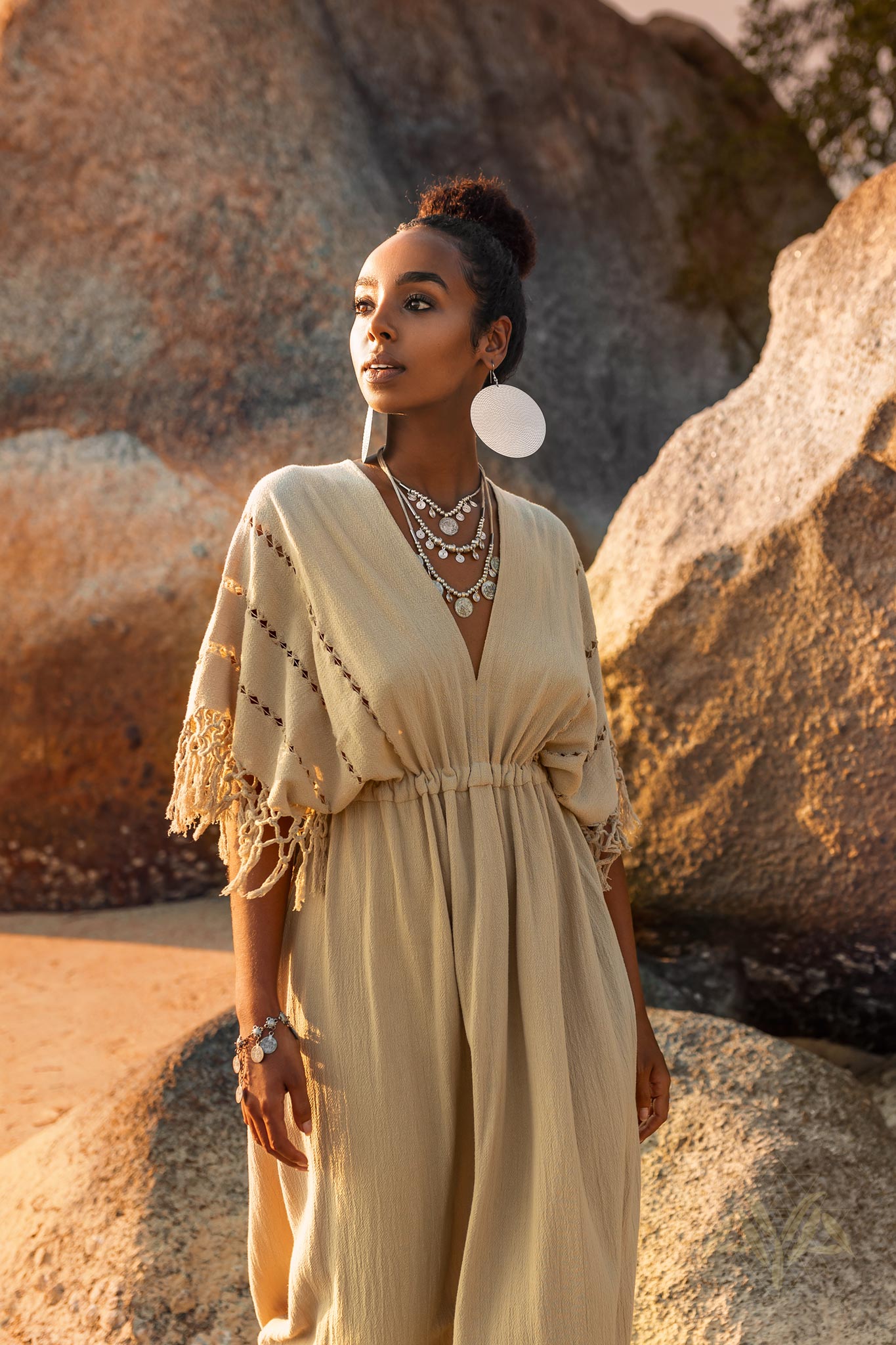 Creamy Sage Boho Dress Plus Size Dress for Women Kaftan Maxi Dress by AYA Sacred Wear