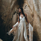 Off-White Boho Dress, Goddess Dress, Simple Wedding Dress - AYA sacred wear