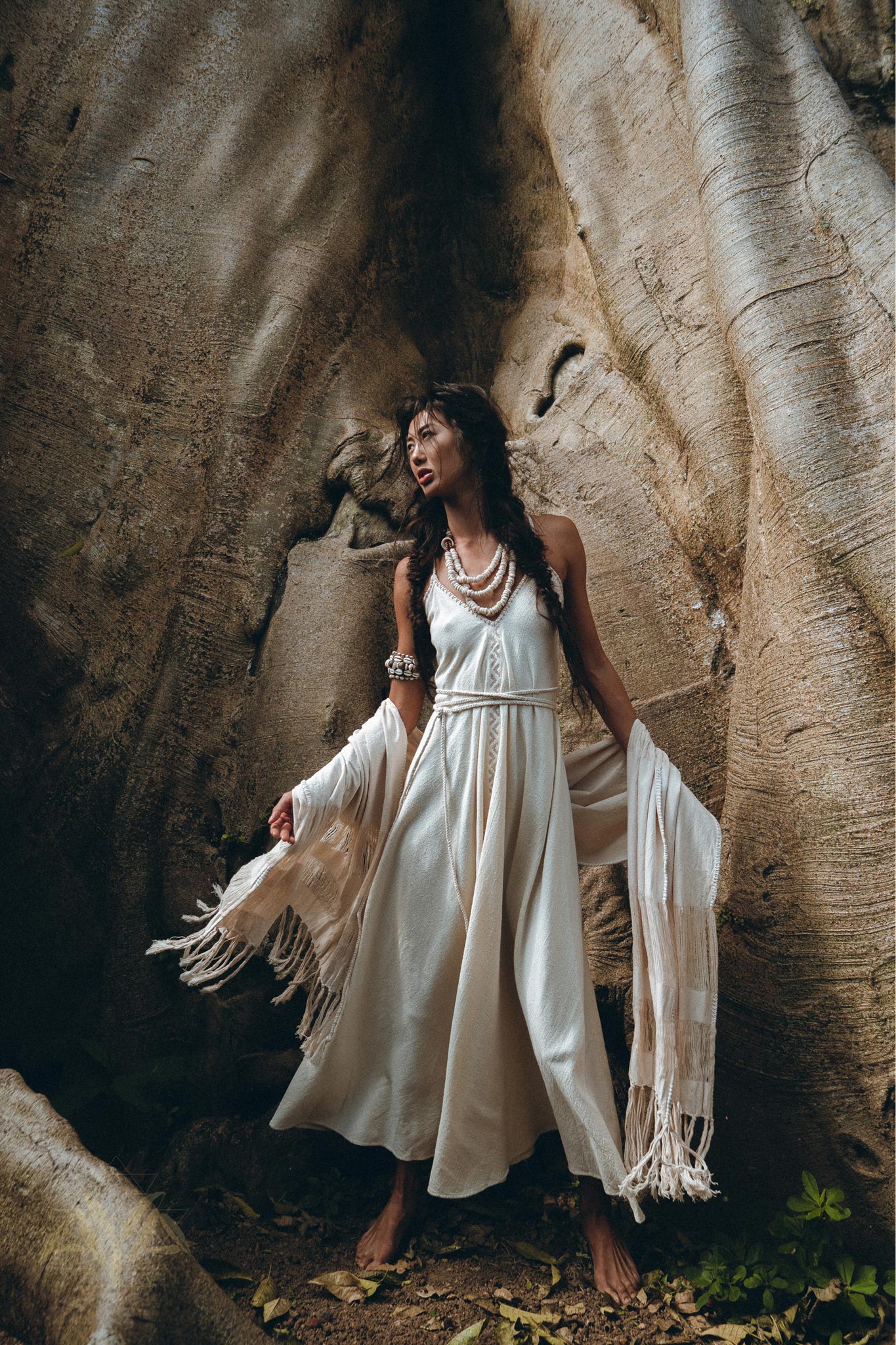 Off-White Boho Dress, Goddess Dress, Simple Wedding Dress - AYA sacred wear
