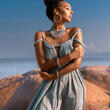 Sky Blue Greek Goddess Prom Boho Dress by AYA Sacred Wear