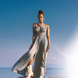 Sky Blue Greek Goddess Prom Boho Dress by AYA Sacred Wear