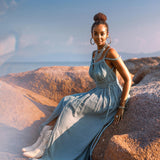 Sky Blue Greek Goddess Prom Boho Dress by AYA Sacred Wear