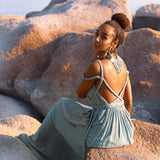 Sky Blue Greek Goddess Prom Boho Dress by AYA Sacred Wear