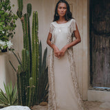 Soft Olive Colour Ladder Sides Dress • Organic Thick Cotton Dress - AYA Sacred Wear