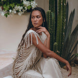 Soft Olive Colour Ladder Sides Dress • Organic Thick Cotton Dress - AYA Sacred Wear