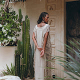 Soft Olive Colour Ladder Sides Dress • Organic Thick Cotton Dress - AYA Sacred Wear