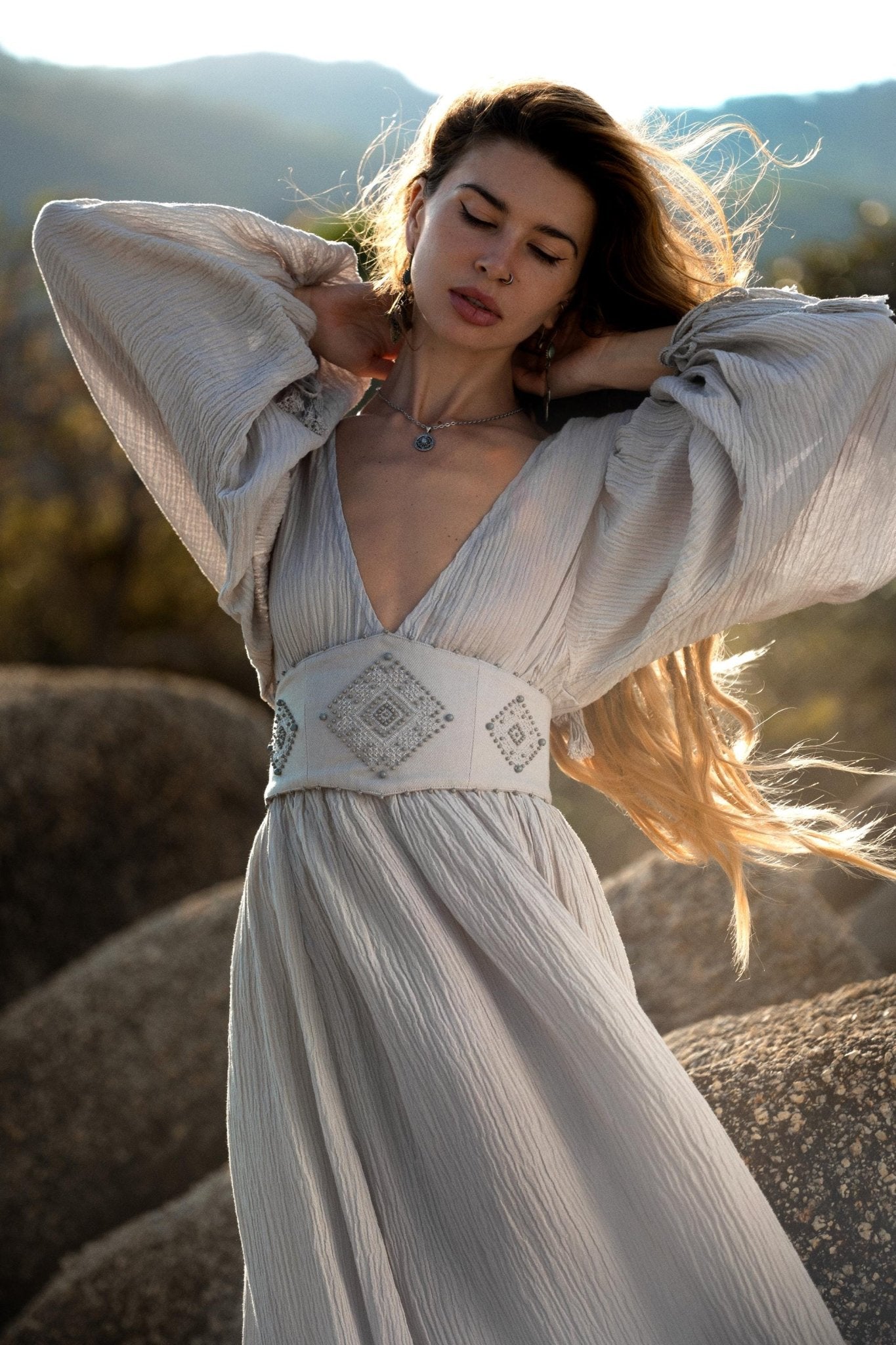 Tatva Dress Celestial Mist Blue Colour - AYA Sacred Wear