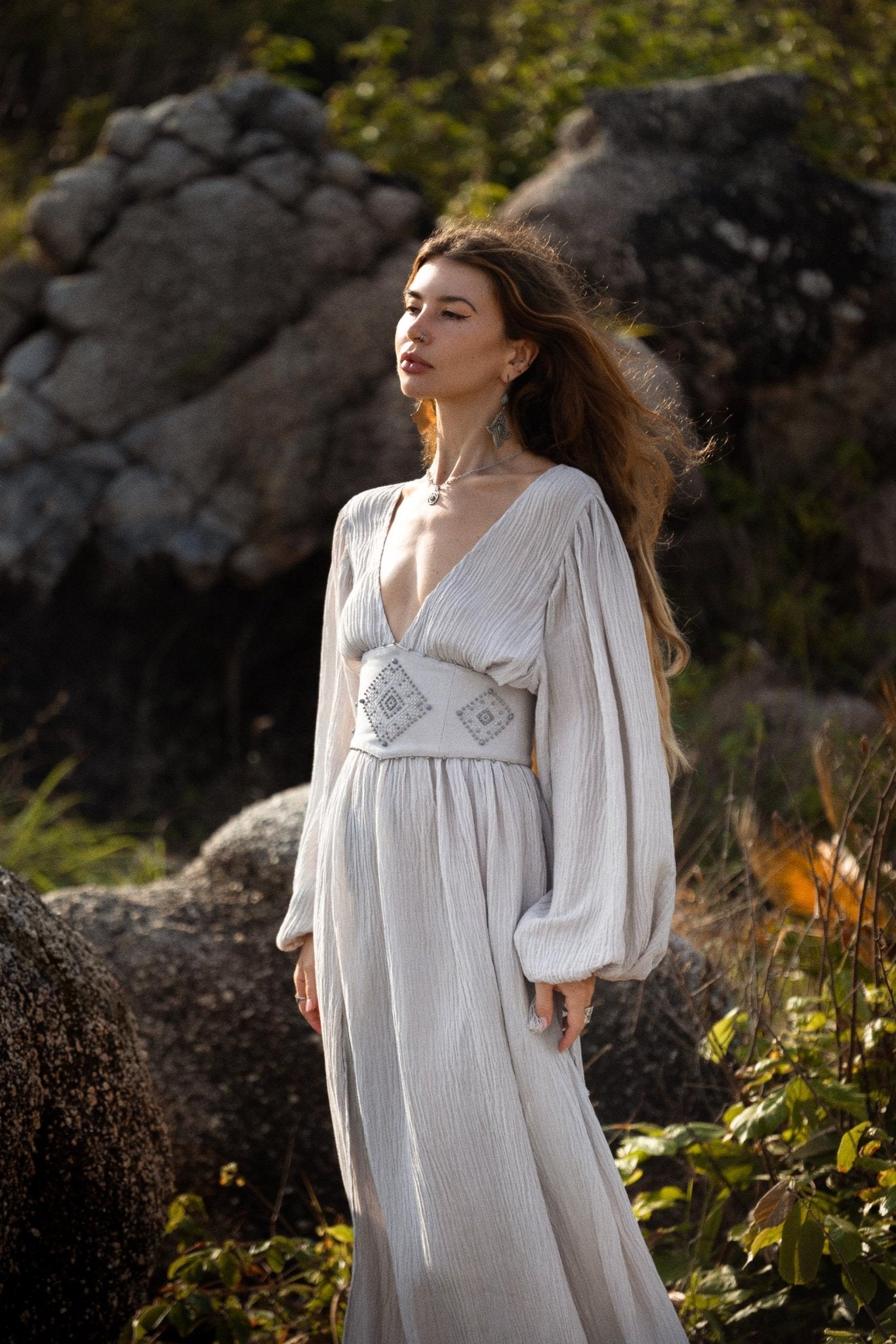 Tatva Dress Celestial Mist Blue Colour - AYA Sacred Wear