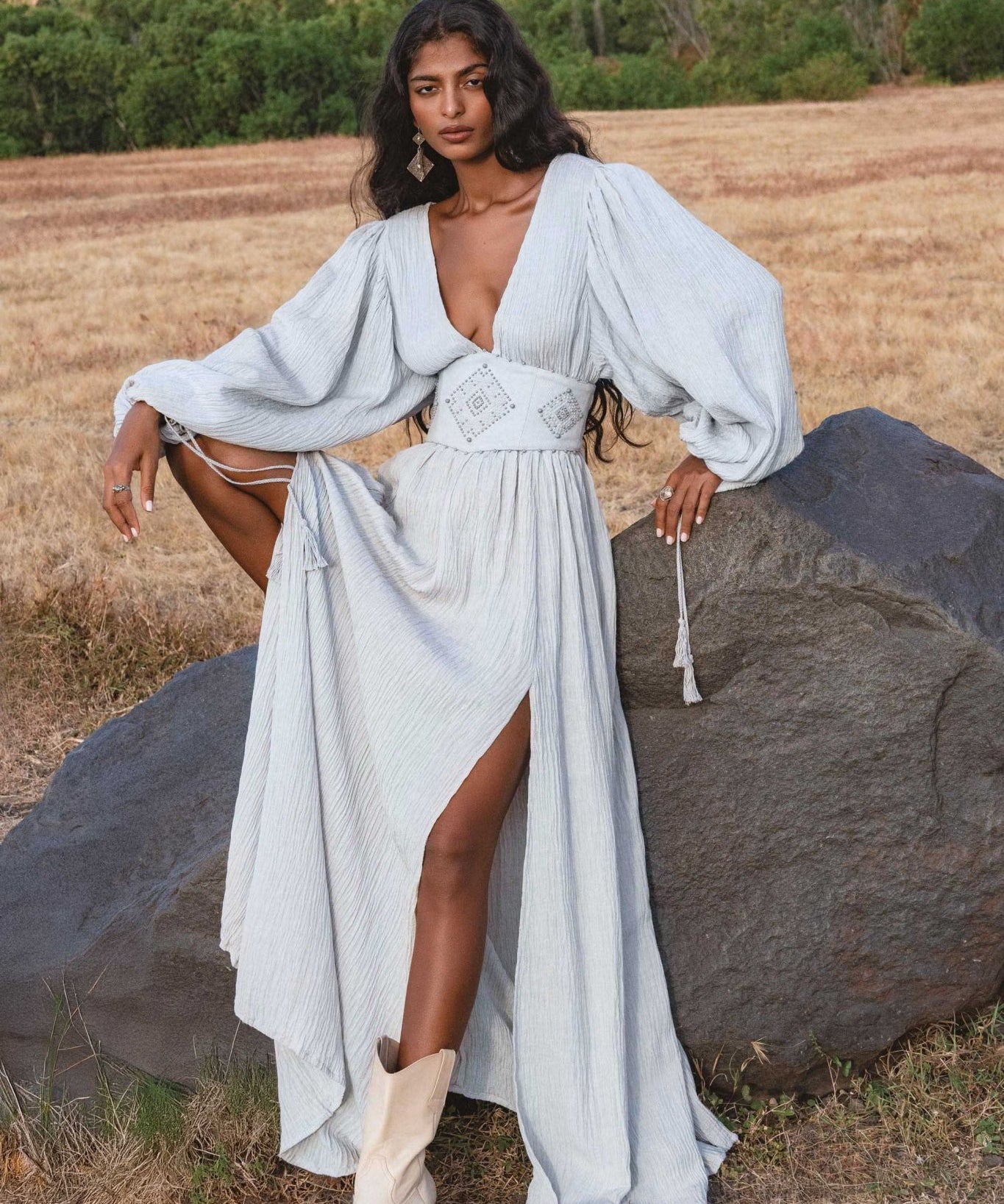 Tatva Dress Celestial Mist Blue Colour - AYA Sacred Wear
