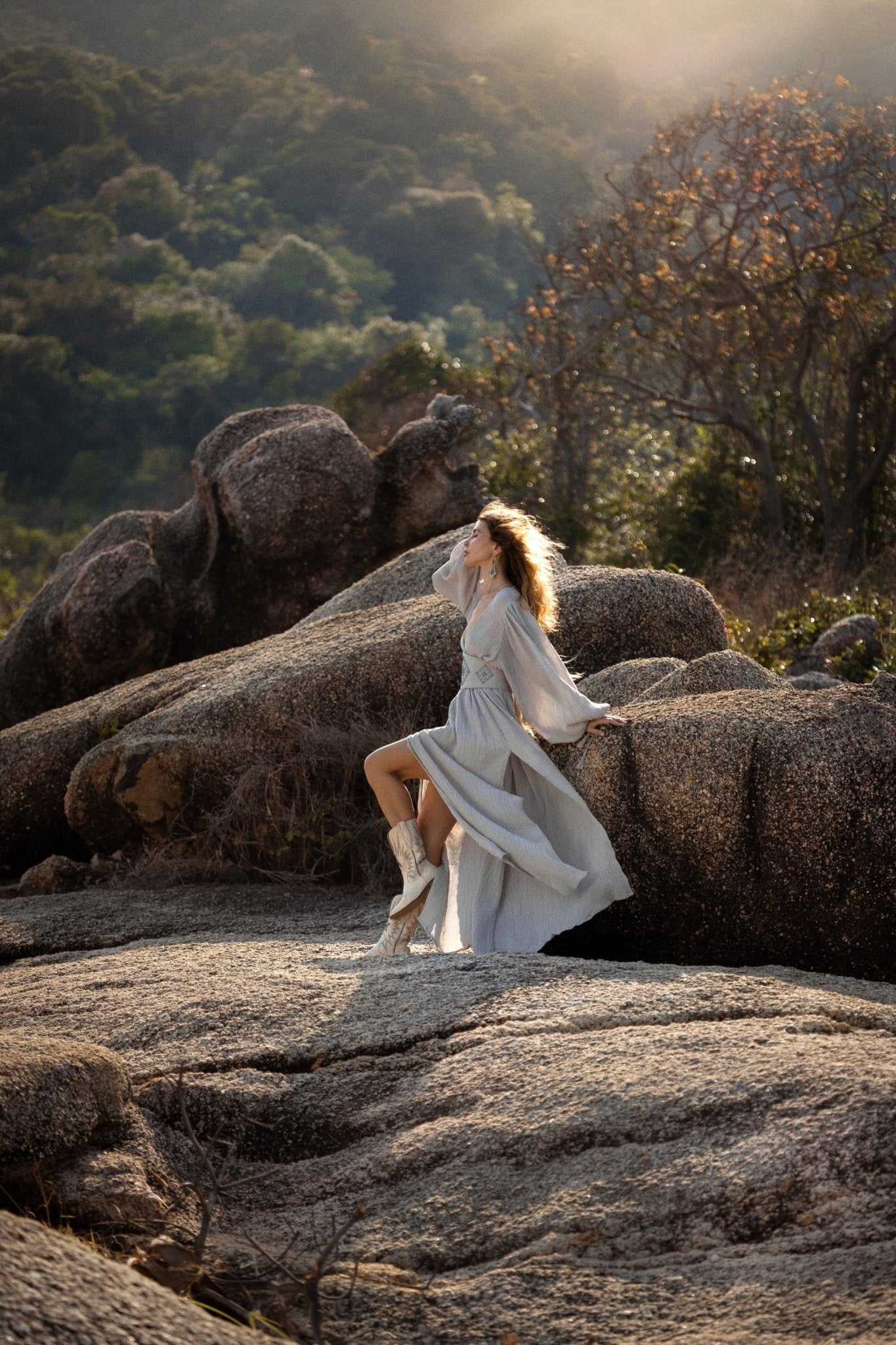 Tatva Dress Celestial Mist Blue Colour - AYA Sacred Wear