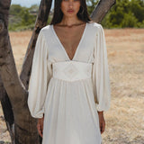 Tatva Dress Ivory Colour – Sustainable Bohemian Dress - AYA Sacred Wear