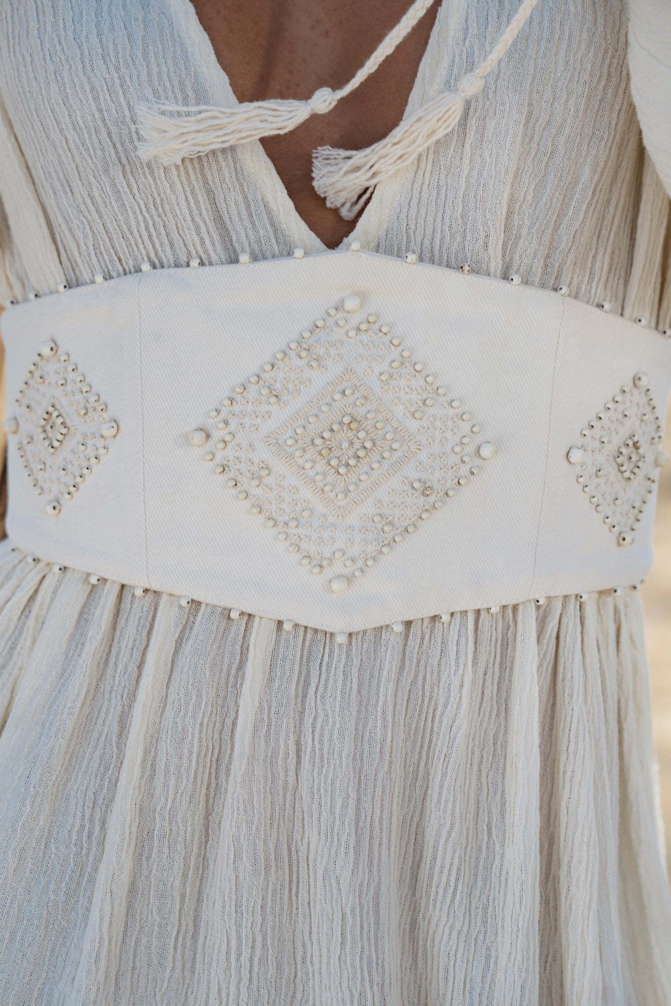 Tatva Dress Ivory Colour – Sustainable Bohemian Dress - AYA Sacred Wear