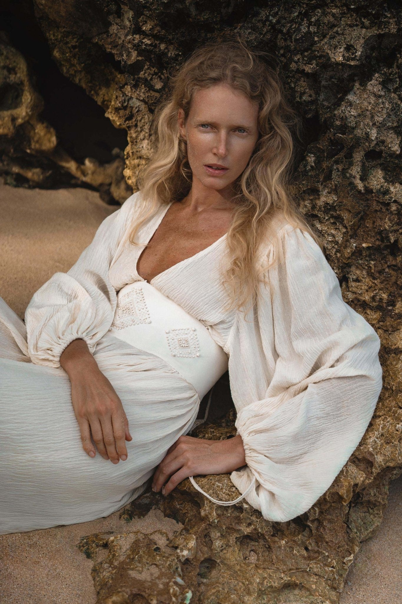 Tatva Dress Ivory Colour – Sustainable Bohemian Dress - AYA Sacred Wear