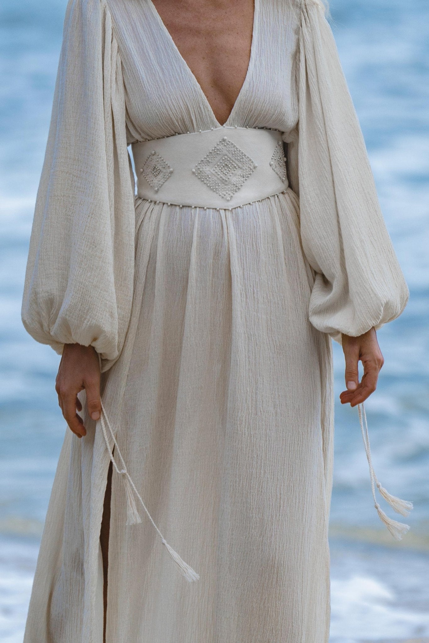 Tatva Dress Ivory Colour – Sustainable Bohemian Dress - AYA Sacred Wear