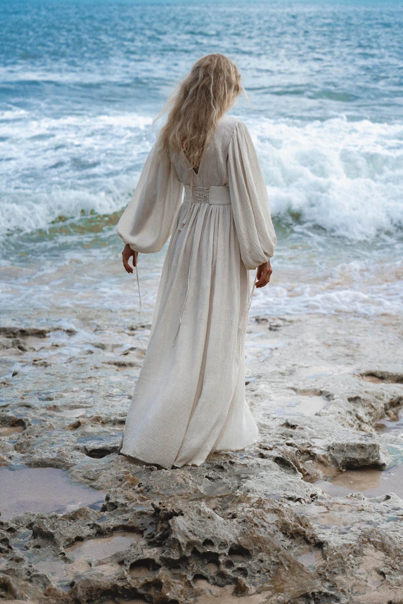 Tatva Dress Ivory Colour – Sustainable Bohemian Dress - AYA Sacred Wear
