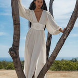 Tatva Dress Ivory Colour – Sustainable Bohemian Dress - AYA Sacred Wear