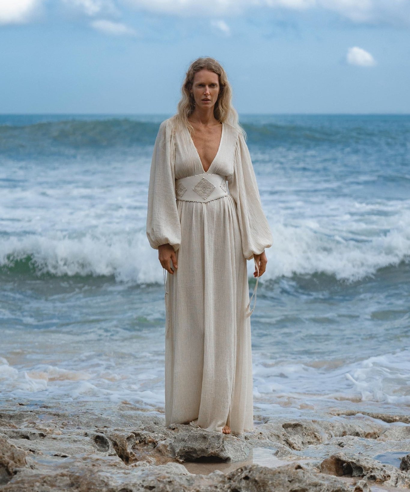 Tatva Dress Ivory Colour – Sustainable Bohemian Dress - AYA Sacred Wear