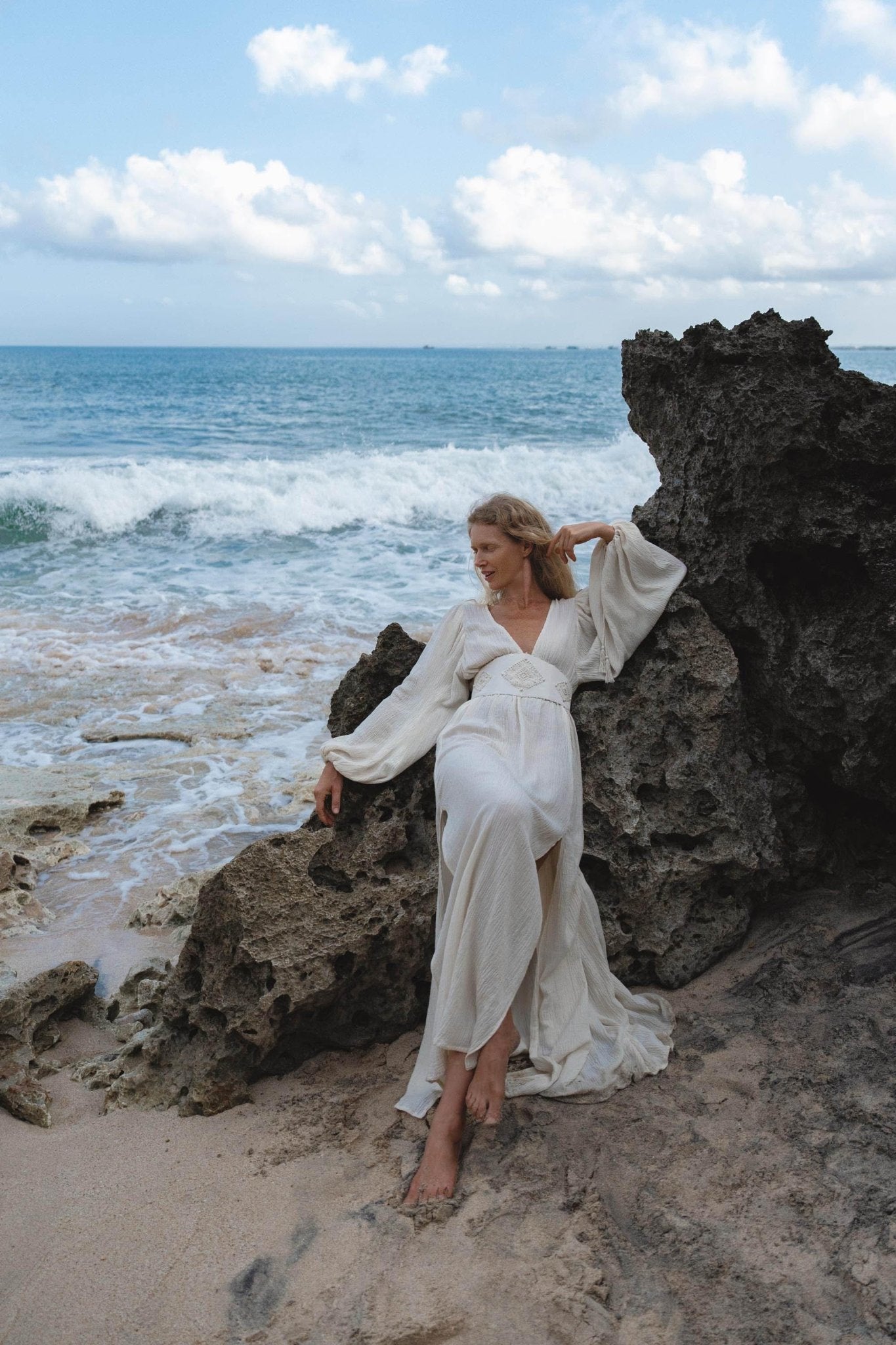 Tatva Dress Ivory Colour – Sustainable Bohemian Dress - AYA Sacred Wear