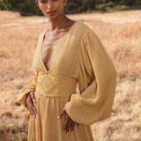 Tatva Dress Saffron Gold Colour – Organic Goddess Dresses - AYA Sacred Wear