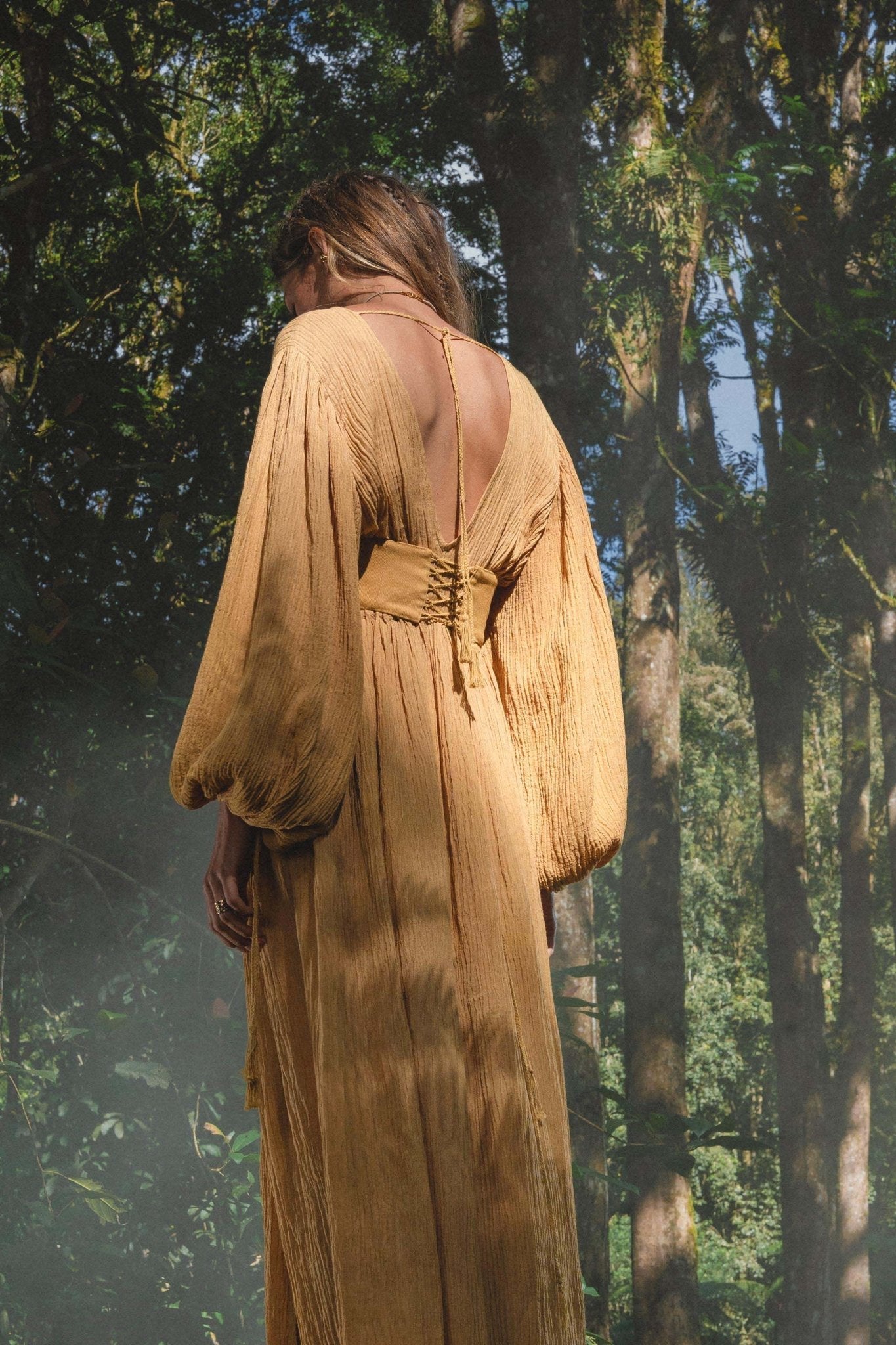 Tatva Dress Saffron Gold Colour – Organic Goddess Dresses - AYA Sacred Wear