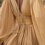 Tatva Dress Saffron Gold Colour – Organic Goddess Dresses - AYA Sacred Wear