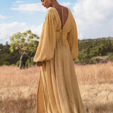 Tatva Dress Saffron Gold Colour – Organic Goddess Dresses - AYA Sacred Wear