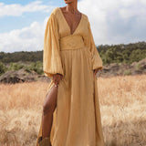 Tatva Dress Saffron Gold Colour – Organic Goddess Dresses - AYA Sacred Wear
