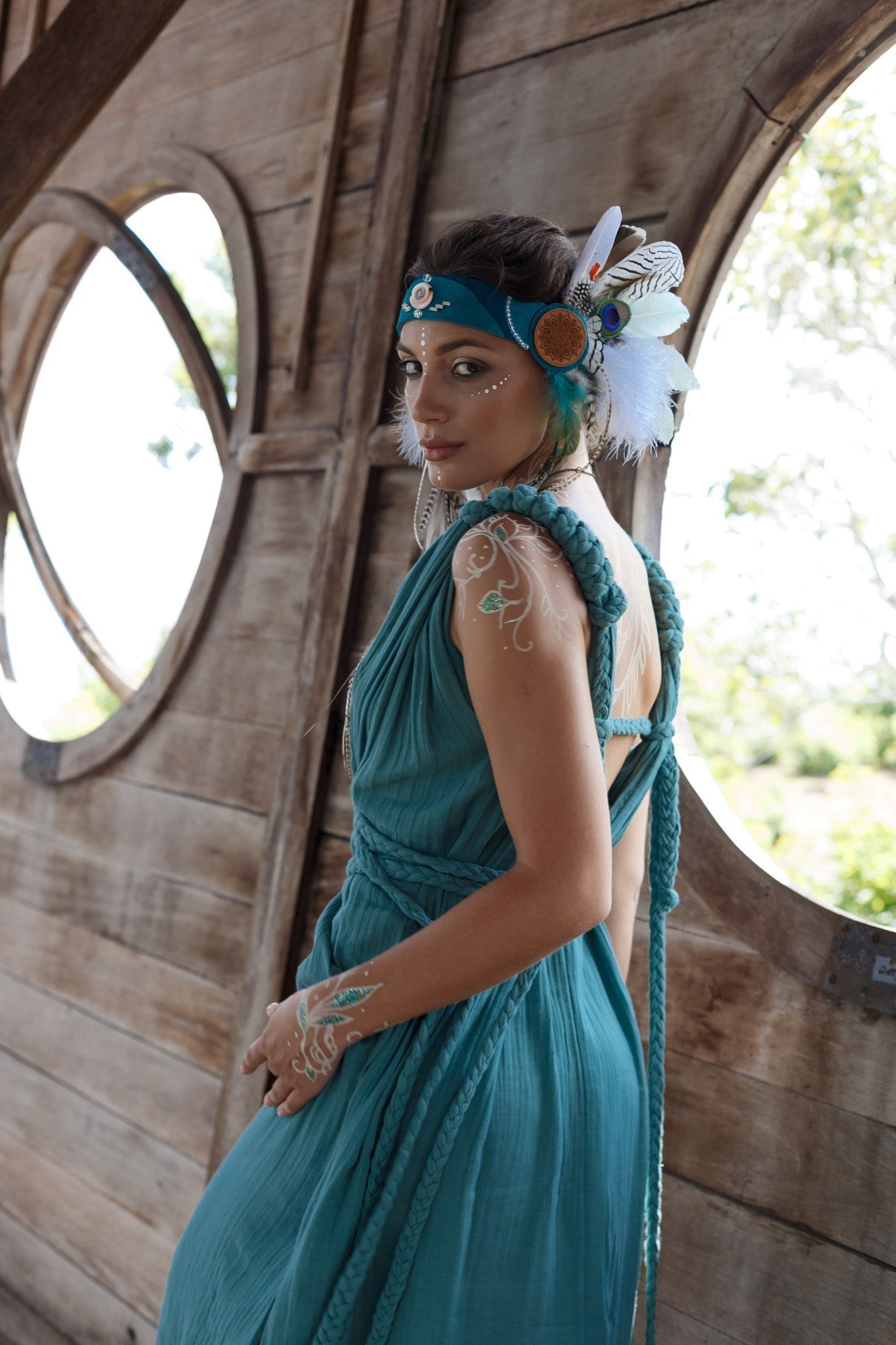 Turquoise Nomad Spirit Dress (Adjustable size, multiway dress) - AYA Sacred Wear