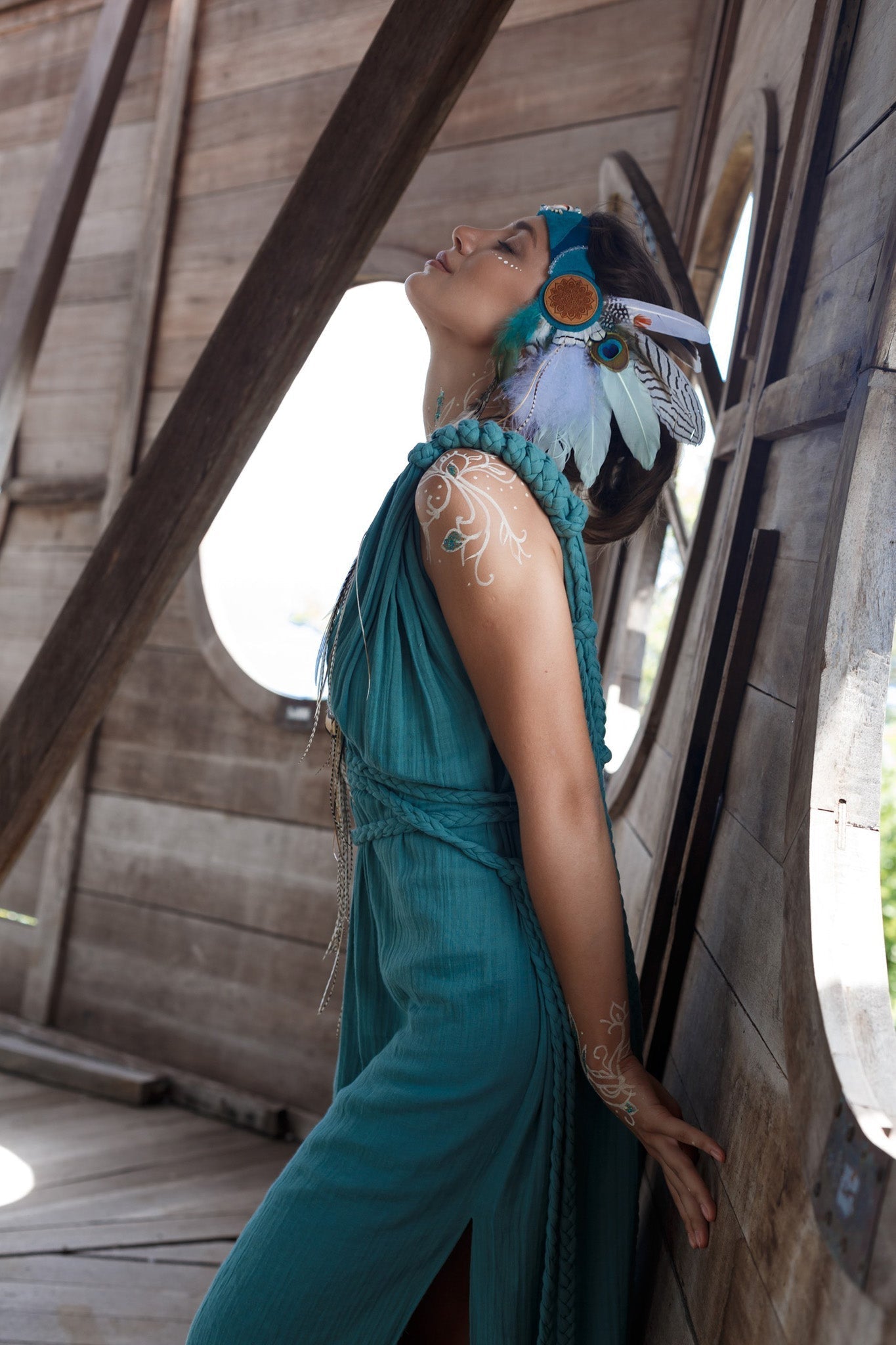 Turquoise Nomad Spirit Dress (Adjustable size, multiway dress) - AYA Sacred Wear