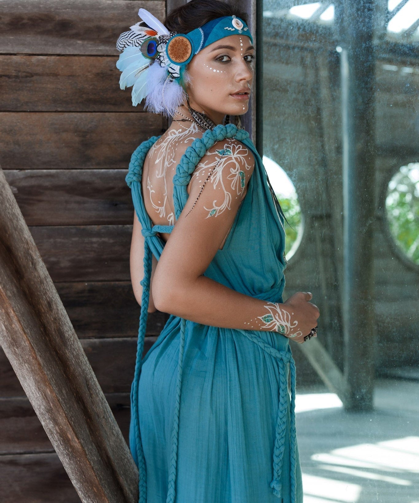 Turquoise Nomad Spirit Dress (Adjustable size, multiway dress) - AYA Sacred Wear