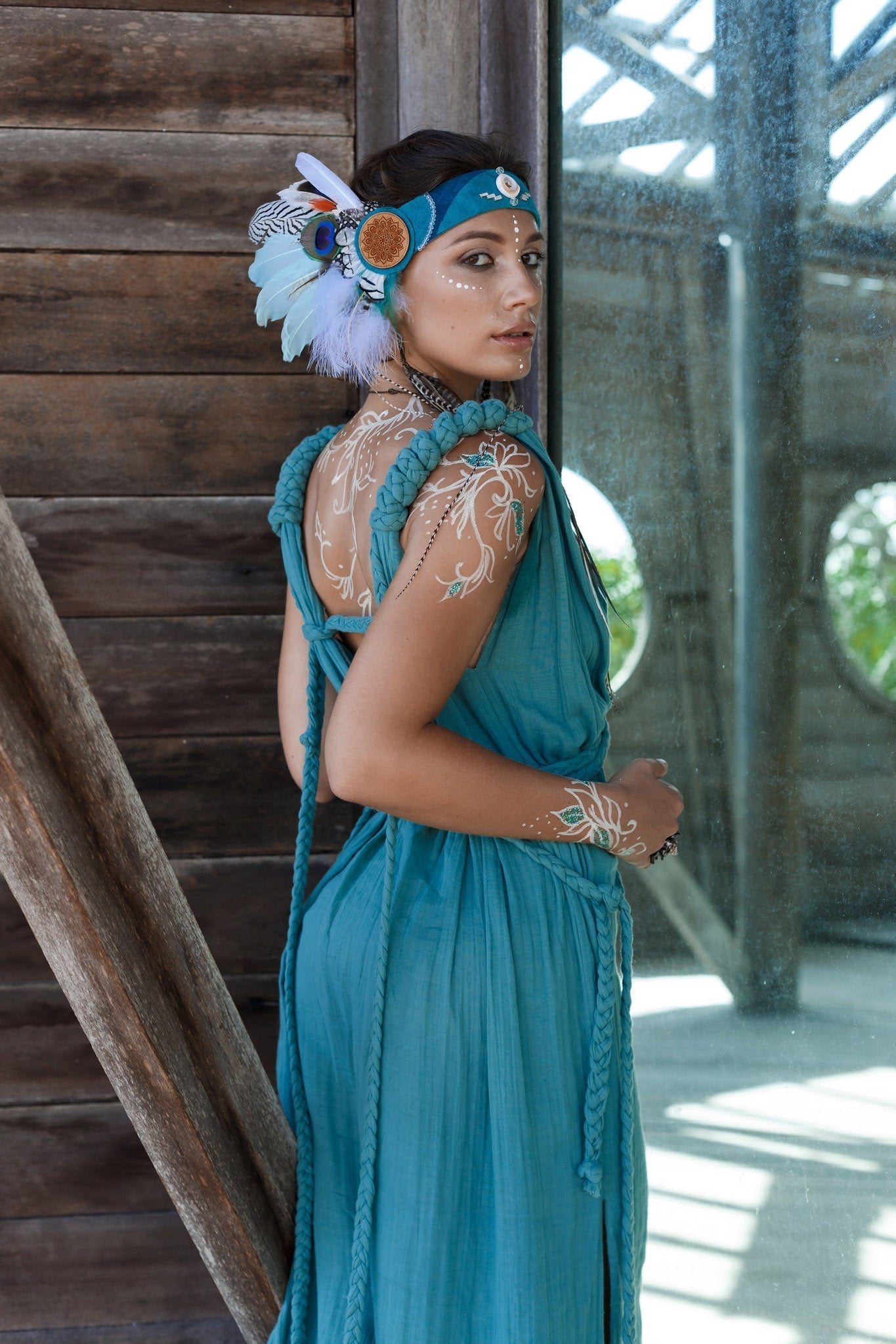 Turquoise Nomad Spirit Dress (Adjustable size, multiway dress) - AYA Sacred Wear