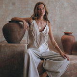 Unique Soft Linen Boho Pants Women • Loose Linen Wide Boho Pants • Bohemian Pants - AYA Sacred Wear