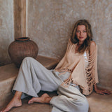Unique Soft Linen Boho Pants Women • Loose Linen Wide Boho Pants • Bohemian Pants - AYA Sacred Wear
