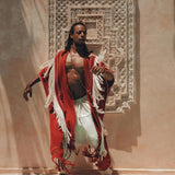 Unisex Handwoven Cotton Wine Red Poncho - AYA Sacred Wear
