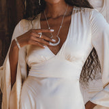 Vanilla Cream Sundari Silk Gown • Boho Open Back Fairy Tale Dress • Boho Bridal Dress - AYA Sacred Wear