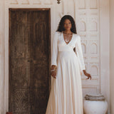 Vanilla Cream Sundari Silk Gown • Boho Open Back Fairy Tale Dress • Boho Bridal Dress - AYA Sacred Wear