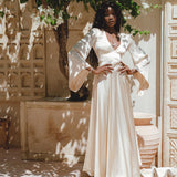 Vanilla Cream Sundari Silk Gown • Boho Open Back Fairy Tale Dress • Boho Bridal Dress - AYA Sacred Wear
