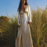 Vanilla Cream Sundari Silk Gown • Boho Open Back Fairy Tale Dress • Boho Bridal Dress - AYA Sacred Wear