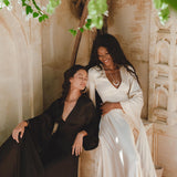 Vanilla Cream Sundari Silk Gown • Boho Open Back Fairy Tale Dress • Boho Bridal Dress - AYA Sacred Wear