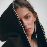 Warm Boho Hoody Cardigan for Women • Black Boho Overcoat • Belted Wrap Cardigan - AYA Sacred Wear