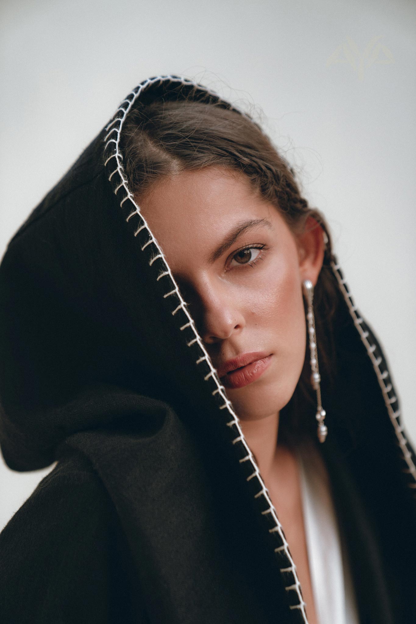 Warm Boho Hoody Cardigan for Women • Black Boho Overcoat • Belted Wrap Cardigan - AYA Sacred Wear