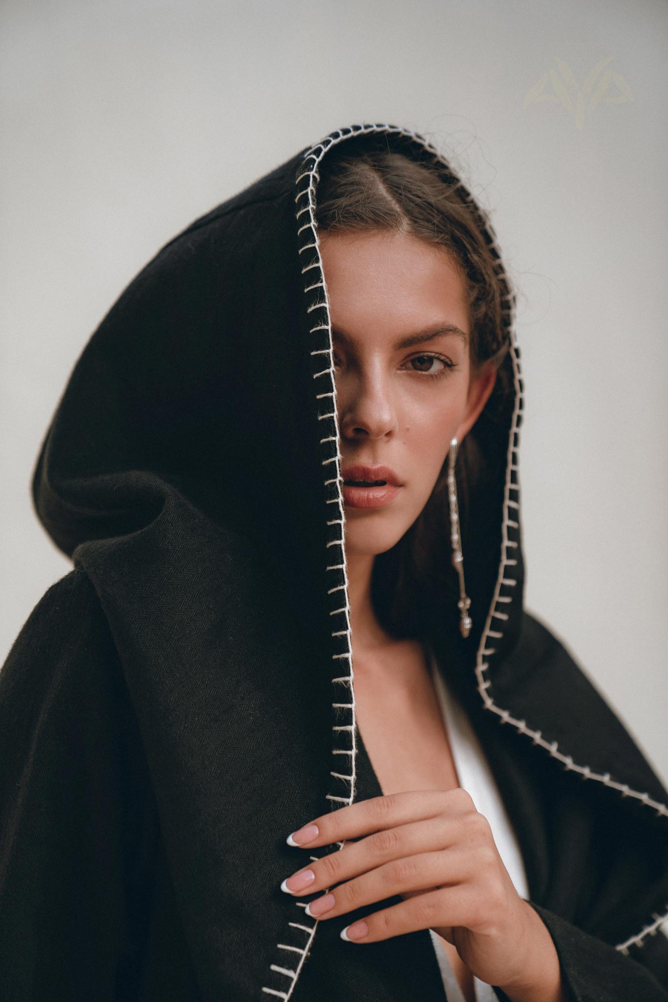 Warm Boho Hoody Cardigan for Women • Black Boho Overcoat • Belted Wrap Cardigan - AYA Sacred Wear