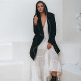 Warm Boho Hoody Cardigan for Women • Black Boho Overcoat • Belted Wrap Cardigan - AYA Sacred Wear