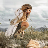 Warm Boho Hoody Cardigan for Women • Off - White Belted Wrap Cardigan - AYA Sacred Wear
